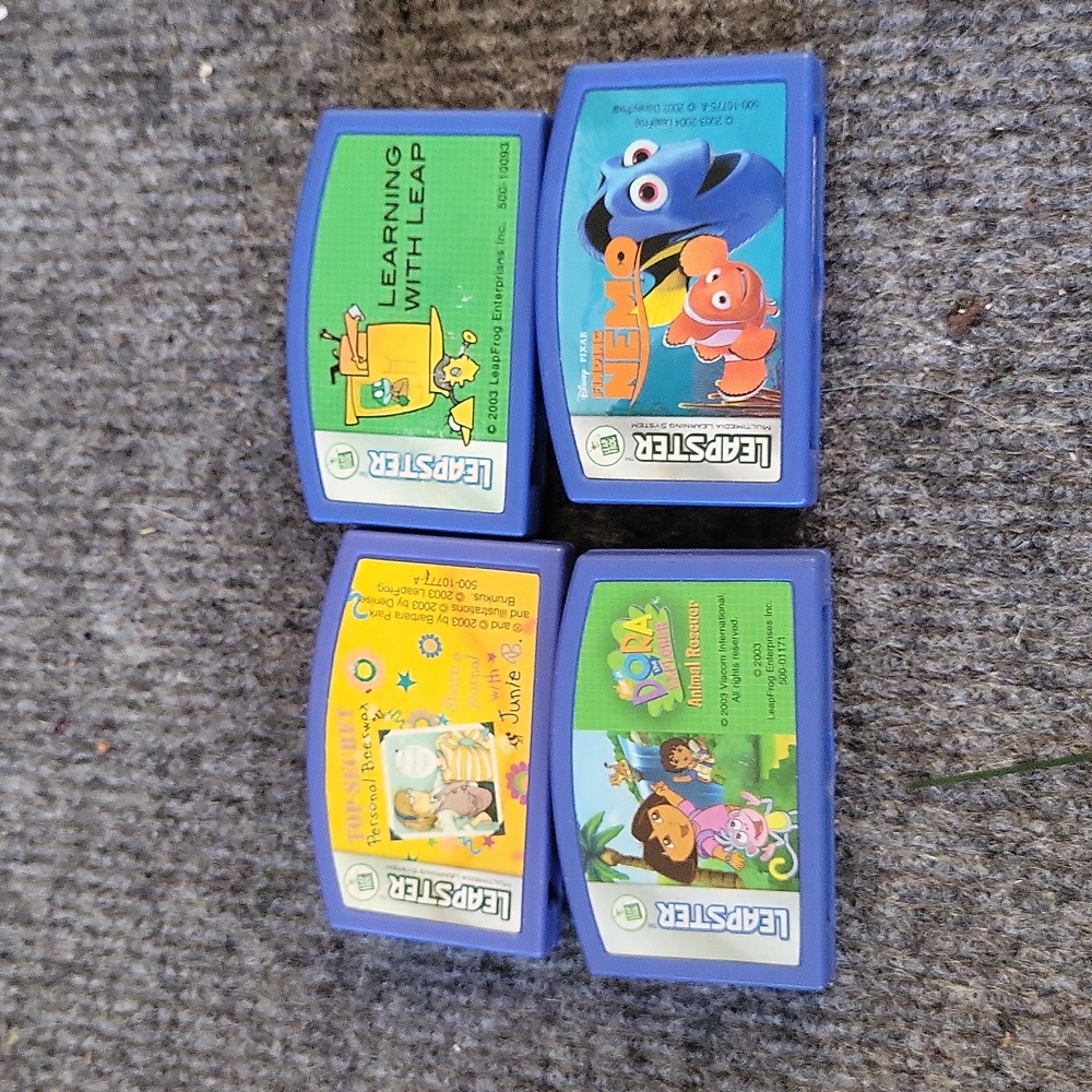 Leapfrog Leapster games.  Dora disney
